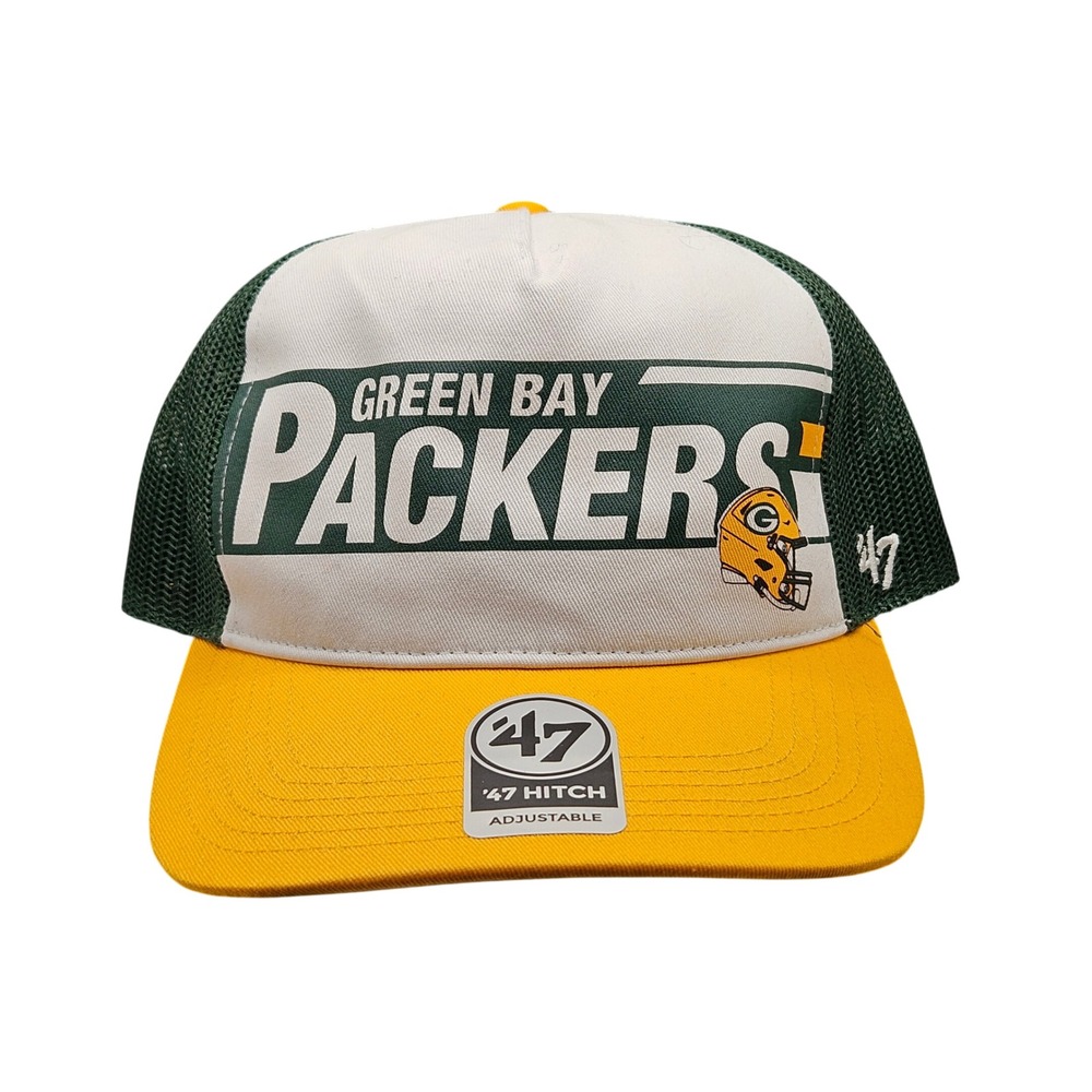 '47 Brand Green Bay Packers Hat Mens OSFA Green New Hitch Trucker Snapback Cap